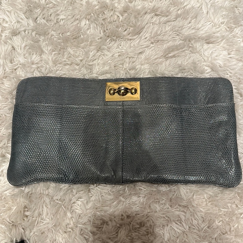 Chloe snakeskin gorgeous grey clutch